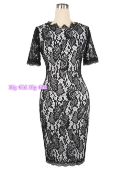 2016 Womens Elegant Delicate Floral Lace Casual Party Evening Bodycon Special Occasion Bridemaid of Bride Dress (black) - intl  