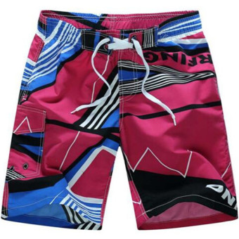 2016HOT Quick Dry Men Shorts Brand Summer Casual Clothing Geometric Swimwears Beach Shorts Men's Surf Board Shorts(Red)  
