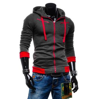 2017 Autumn Men Cardigan Hoodies Jacket Brand Fashion Wear Hoodies Men's Casual Slim Sport Hooded Zipper Hoodie (Deep Grey) - intl  