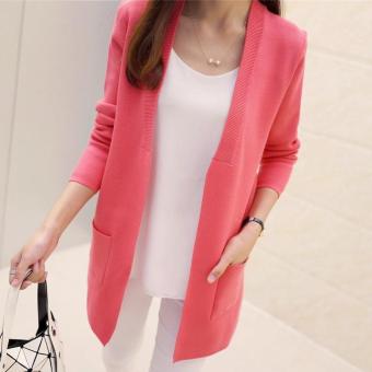2017 Autumn Spring Women Sweater Cardigans Casual Warm Long Design Female Coat Cardigan Sweater Lady Mid-Length Knitted Outerwear??red?? - intl  
