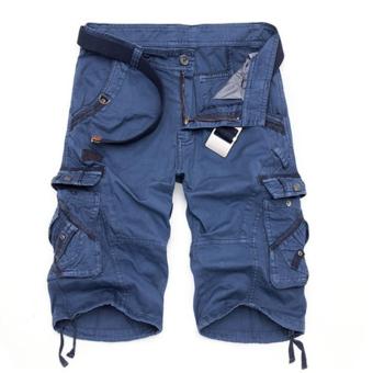 2017 Cargo Shorts Camouflage Men Cotton Bernuda Short Pants(Blue) - intl  