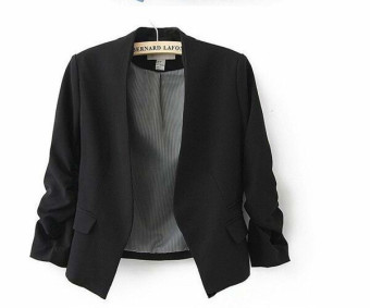 2017 Fashion Basic Jacket Blazer Women Suit Cardigan Puff Sleeve Ladies Autumn Plus Size Brand Coats Casual blazer S(black) - intl  