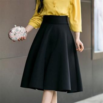 2017 fashion Women long skirt high waist Vintage Tutu pleated Skirt swing party woman skirts Plus Size S-5XL Black - intl  