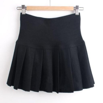 2017 High Quality Schoolgirl Mini Pleated Skirt Elastic Short Skirt(black) - intl  