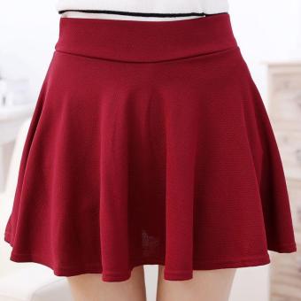 2017 High Quality spring and summer new half skirt candy color anti-emptied sun dress women's pajamas skirt (Wine Red) - intl  