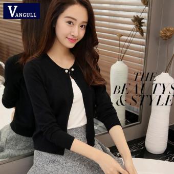 2017 high quality Spring autumn sweater women cardigan sweater Solid color One button women's cashmere sweater(BLACK) - intl  