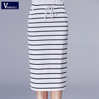 2017 Korean summer dress new elastic waist skirt female striped cotton lace skirt - intl  