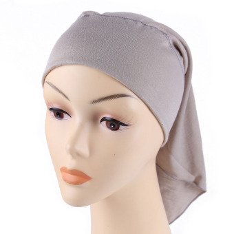 2017 new fashion Hot Sale Women's White Polyester Cotton Hijab Underscarf Caps Muslim Head Cover Scarf grey - Intl - intl  