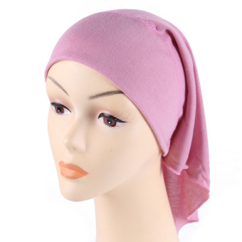 2017 new fashion Hot Sale Women's White Polyester Cotton Hijab Underscarf Caps Muslim Head Cover Scarf pink (Intl) - intl  