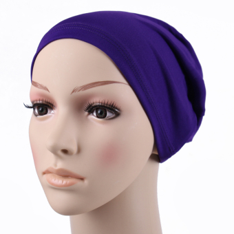 2017 New Fashion Islamic Hijab Turban Headwrap Hijab Underscarf Caps Stretchy Muslin Ladies Bonnet purple (Intl) - intl  