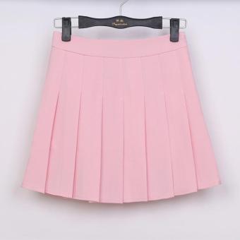 2017 new spring ladies mini skirt student pleated skirt Includes safety pants ?pink? - intl  