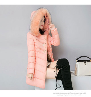 '2017 NEW Winter Women''s Coat Fashion Slim Hooded Down Cotton Jacket Parka Pink - intl'  