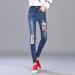 2017 New Women Girl Skinny Jeans Cute Cartoon Pencil Denim Pants Student Tight Pants Dark Blue - intl  