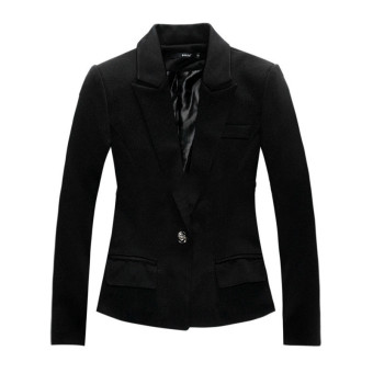 2017 New Women Slim Casual Business Blazer Jackets Suit One Button Slim Yellow Ladies Blazers Work Wear Blazer L(black) - intl  