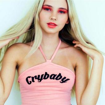 2017 Sexy Sleeveless Letter Print Crop Tops Vest Bralette Corset Tops Halter Strappy Tank Tops Blouse T-Shirt for Female(Pink) - intl  