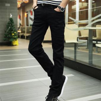 2017 Spring New Korean City Boy Skinny Jeans Men Classic Casual Slim Black Pencil Pants 28(black) - intl  