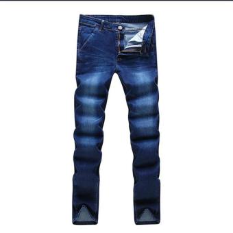2017 Summer Mens Jeans Elastic Denim Print Regular Fit Casual Business Jeans 27 (blue) - intl  