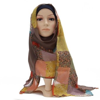 2017muslim Caps Silk scarf hijab shawl Islamic Muslim Women's Head Scarf silk Underscarf Hijab Cover turban plaid colour Bonnet  