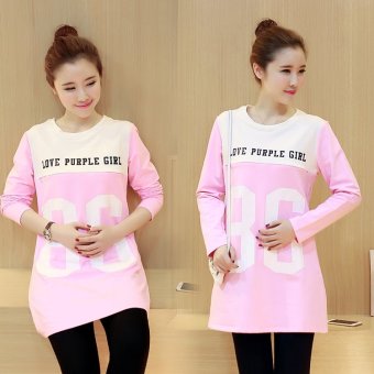 3569# Fashion Print Cotton Nursing Long Tees for Maternity Mother Autumn Breastfeeding T Shirts Tops Breast Feeding Clothes(Pink) - intl  