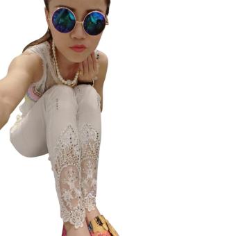 360WISH Fashion Summer Women’s All-match Bling Bling Diamond Lace Crochet Slim Thin Pencil Pants Leggings White - intl  
