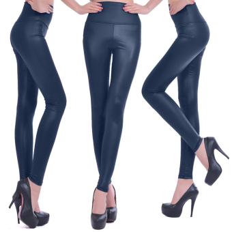 360WISH Women’s Faux Leather Legging Tights High Waist Navy Blue-L - intl  