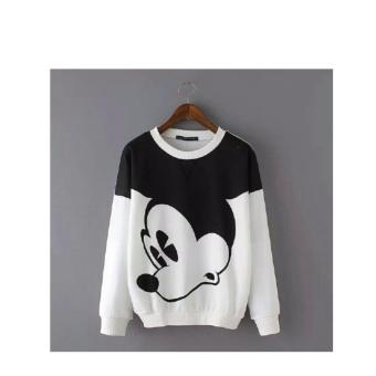 369 Sweater Casual Wanita Motif Tikus - Hitam Putih  