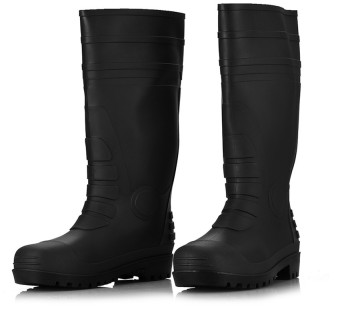 (40~43) Men Rain Boot Knee Height Waterproof Anti-slip Working Boots Fishing Hiking Boots (Black)  