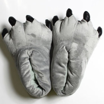 4ever 1 Pairs of Men Winter Warm Soft Home Slippers Animal Paw Claw Plush Shoes Christmas Gift (Grey) - intl  