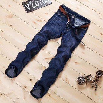 501 NEW Male Dark Blue Skinny Jeans Shorts Men's Clothing Trend Slim Small Trousers Male Casual Trousers Large Size 28-38 - intl  