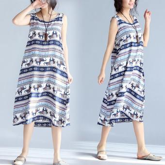 6211# Vintage Elephant Printed Cotton Thin Maternity Dress Summer Loose Clothes for Pregnant Women Tank Pregnancy Clothing - intl  