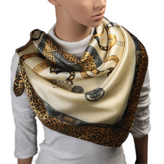 90cm*90cm High quality Hijab silk scarf for women ladies shawl fringed scarf leopard print