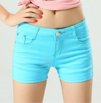 A piatter The new candy denim color shorts Light blue - intl  