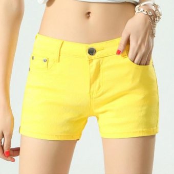 A piatter The new candy denim color shorts Yellow - intl  