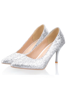 A25 Women's Shoes High Heels Bling Color Pointed Toe (Silver)  