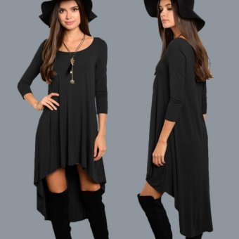 AB 1979_Bla Female Summer Fashion Bohemian Irregular Beach Loose Dress (Black) - intl  