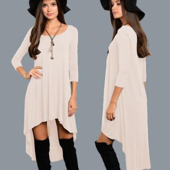 AB 1979_OF Female Summer Fashion Bohemian Irregular Beach Loose Dress (Off White) - intl  