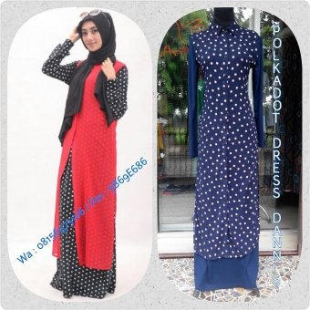 Abaya polkadot dannis [biru dongker]  