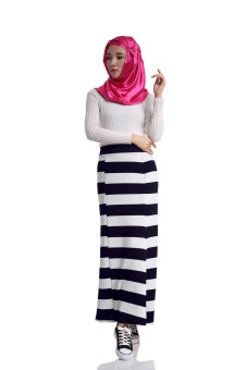 AGAPEON AGAPEON Muslim Linen Long Skirt With Stripes Dark Green - intl  