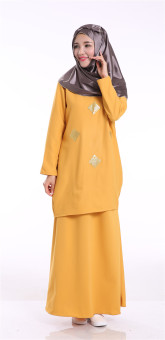 AGAPEON Muslim Baju Kurungs Linen Fabric Yellow - intl  