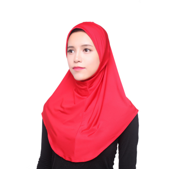 Agapeon Muslim Hijab Ice Silk Instant Tudung Red  
