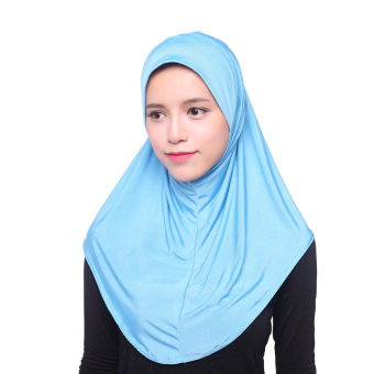Agapeon Muslim Hijab Ice Silk Instant Tudung Sky Blue  