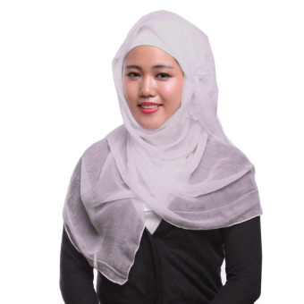 Agapeon Muslim Hijab Silk-feel Shawl Scarf Creamy White  
