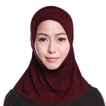 Agapeon Muslim Mini Hijab Tudung Cotton&Linen Wine Red  