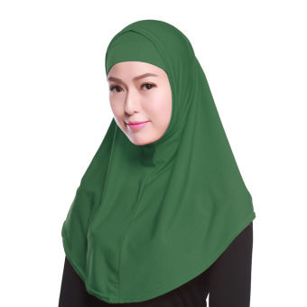 Agapeon Muslim Two-piece Hijab Tudung Cotton&Linen Army Green  