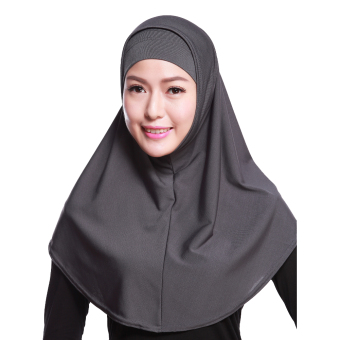 Agapeon Muslim Two piece Hijab Tudung Cotton&Linen Grey  