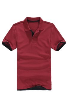 AJFASHION Men's Classic Lapel Polo T-shirt (Wine Black)  