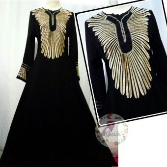 Al Khatib Abaya Tawus Jetblack Gamis Muslimah Hitam