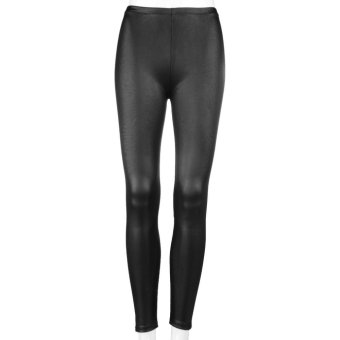 Allwin Fashion Style Tights Women Sexy Wet Look Shiny Faux Leather Leggings Pants Black  