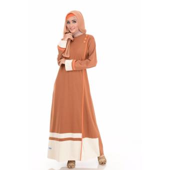 Alnita AG-04 Baju Muslim Baju Hijab Baju Muslim Modern Wanita Baju Muslim Gamis Dress Kaos Coklat Muda  