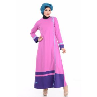 Alnita AG-04 Baju Muslim Baju Hijab Baju Muslim Modern Wanita Baju Muslim Gamis Dress Kaos Fanta Pink  